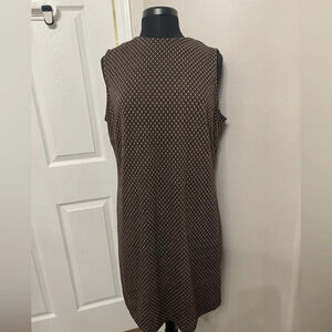 Chico's Double Diamond Knit Mockneck Shift Dress Black Tan Size 2 (US large 12)